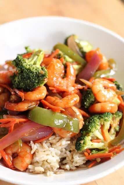 Shrimp And Vegetables With Thick Soy Sauce