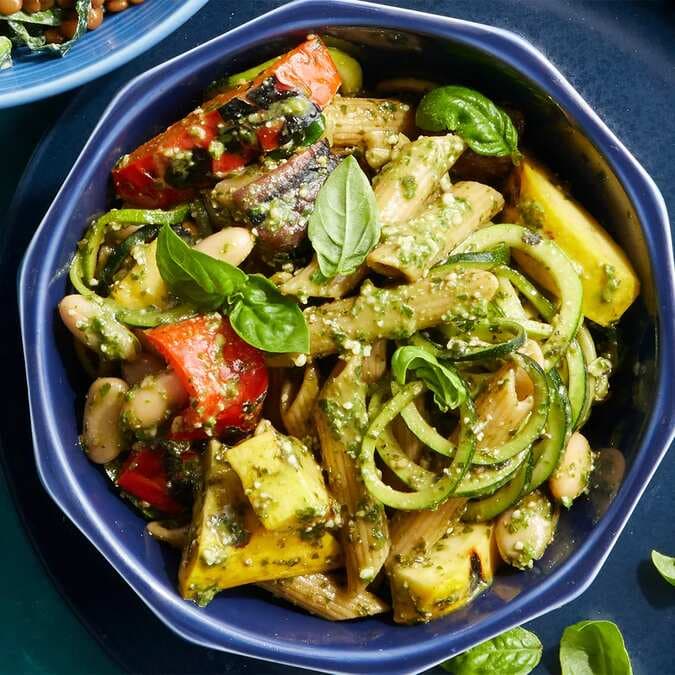 Basil Pesto Pasta With Grilled Vegetables