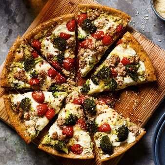 Broccoli & Sausage Skillet Pizza