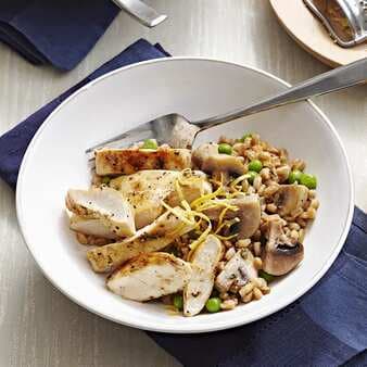Chicken Spring Pea And Farro Risotto With Lemon