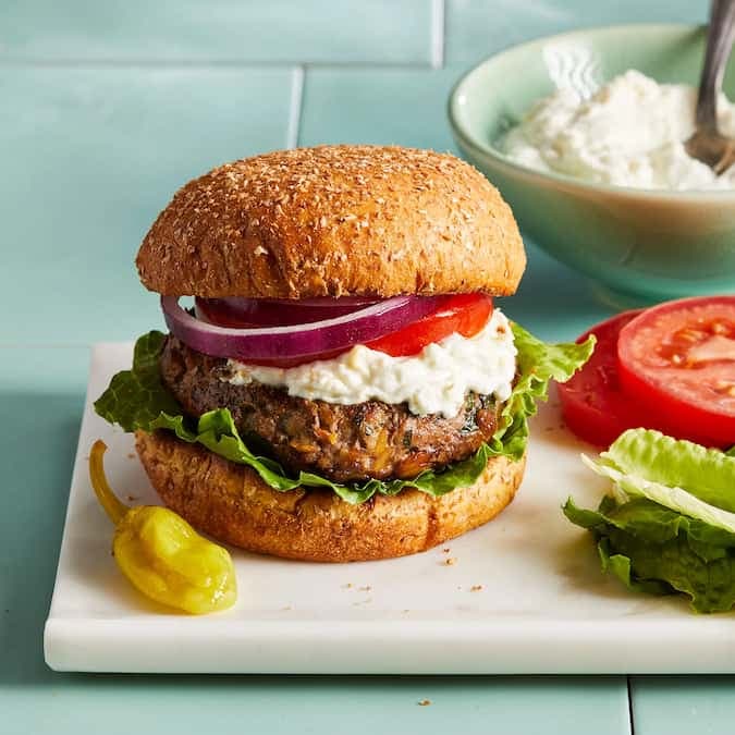 Chickpea & Beef Burgers With Whipped Feta