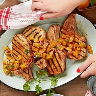 Chipotle Grilled Pork Chops With Grilled Apricot Salsa