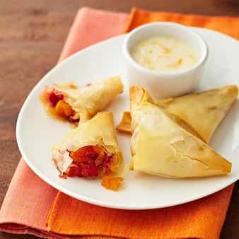 Fruit Triangles With Honey Orange Dipping Sauce