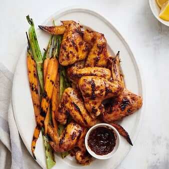 Grilled Chicken Wings With Carrots & Celery