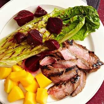 Grilled Flank Steak & Romaine Salad With Beets