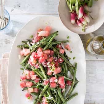 Grilled Green Beans With Watermelon-Radish Salsa