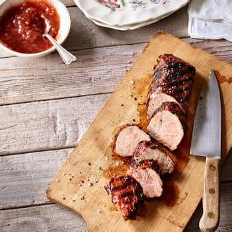 Grilled Pork Tenderloin With Sweet & Sour Rhubarb Chutney