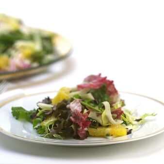 Mixed Lettuce Fennel & Orange Salad With Black Olive Vinaigrette