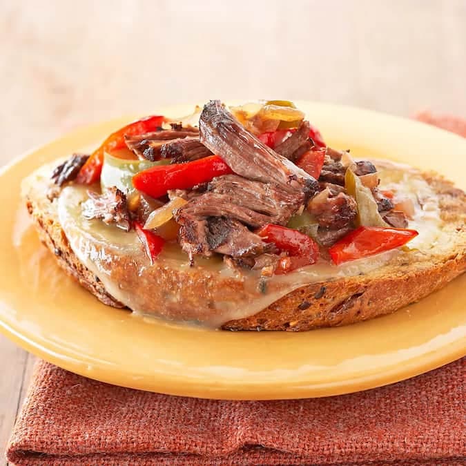 Open-Face Shredded Beef Sandwiches