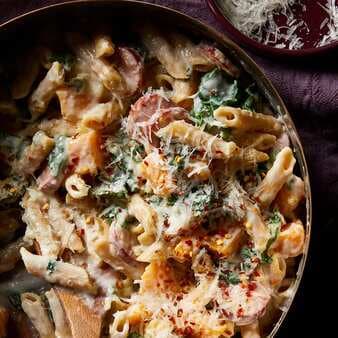 Penne Pasta With Sausage Butternut Squash & Chard
