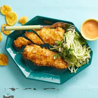 Plantain-Crusted Chicken Tenders With Mango Dipping Sauce