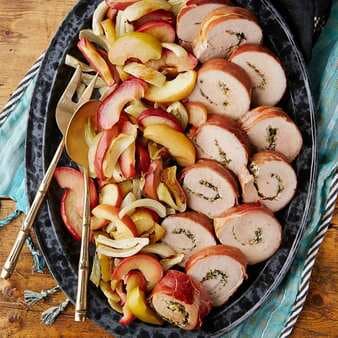Prosciutto-Wrapped Pork With Roasted Apples & Fennel