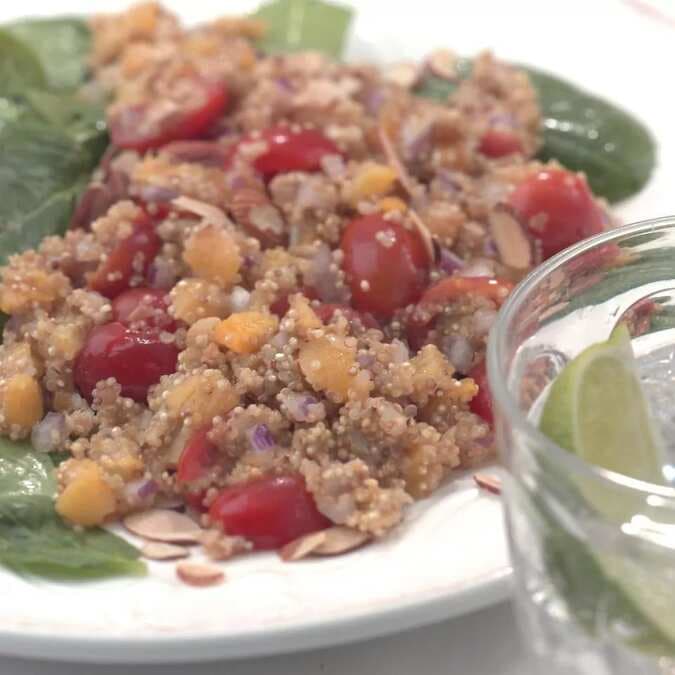 Quinoa Salad With Dried Apricots & Baby Spinach