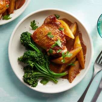 Roasted Chicken Thighs With Pear-Mustard Sauce