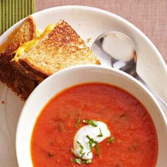 Roasted Tomato Soup And Grilled Cheese Sandwiches