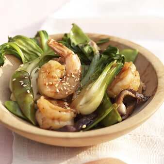 Sauteed Shiitake And Bok Choy With Shrimp