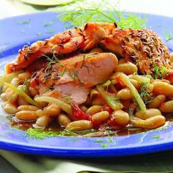Seared Salmon With White Beans & Fennel
