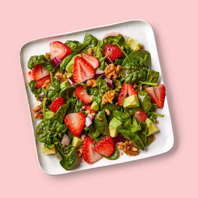 Strawberry Spinach Salad With Avocado & Walnuts
