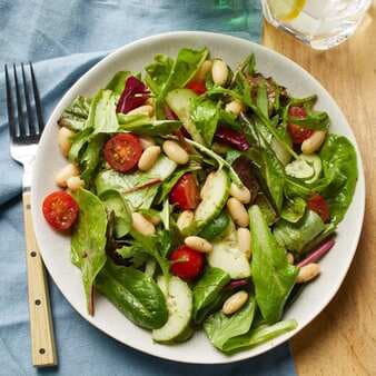 Tomato Cucumber & White-Bean Salad With Basil Vinaigrette