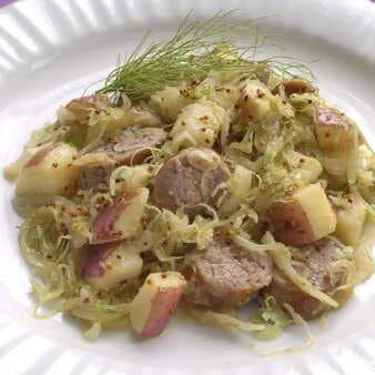 Turkey Sausage With Fennel Sauerkraut & Potatoes