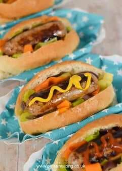 Hot Dogs With Rainbow Vegetables