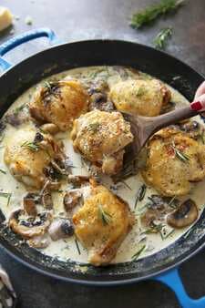 Chicken Thighs With Rosemary Mushroom Cream Sauce