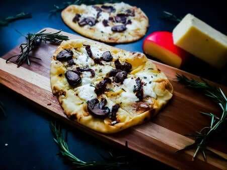 Vegetarian Flatbread Pizza With Fresh Rosemary