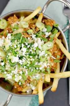 Mexican Poutine with Smoked Cheddar Chile Queso