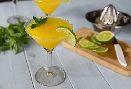 Frozen Mango Rum Cocktail With Mint Card