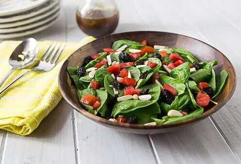 Spinach Salad With Pomegranate Dijon Dressing Card