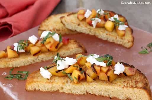 Grilled Peaches And Goat Cheese Bruschetta