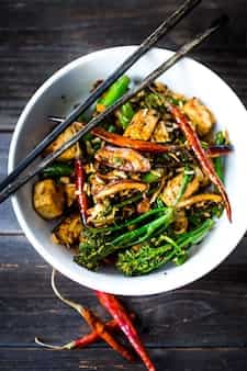 Tofu Stir-Fry With Broccolini And Mushrooms