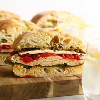 Grilled Roasted Red Pepper, Pesto, & Turkey Sandwiches