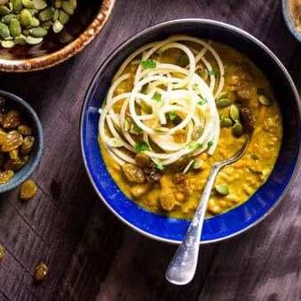 Almond Butter Coconut Curry With Spiralized Sweet Potato And Apple Noodles 