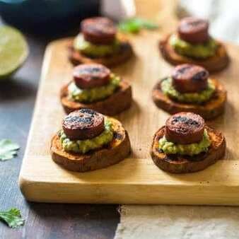 Spicy Grilled Sweet Potatoes With Avocado Salsa And Turkey Sausage