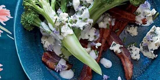 Broccoli With Bacon, Blue Cheese And Ranch Dressing