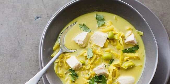 Curry Chicken And Cabbage Soup With Coconut Milk