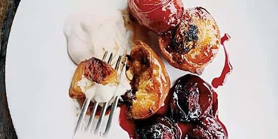 Grilled Peaches And Plums With Mascarpone