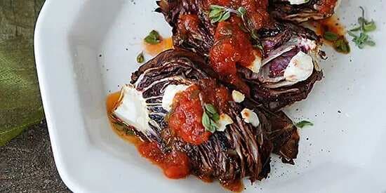 Grilled Radicchio With Goat Cheese And Herbed Tomato Dressing