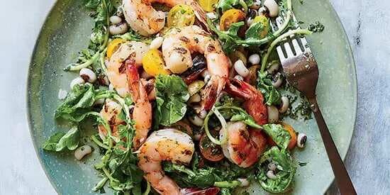 Grilled Shrimp With Black-Eyed Peas And Chimichurri