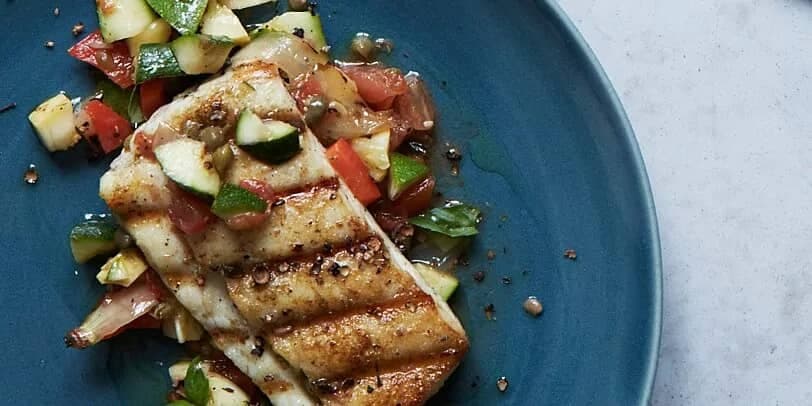 Halibut With Grilled Ratatouille