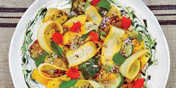 Herbed Summer Squash With Goat Cheese Cream