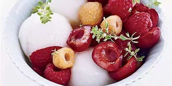 Lemon-Thyme Sorbet With Summer Berries