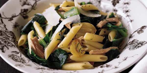 Penne With Braised Greens, Turkey And Rosemary