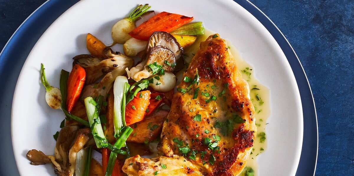 Quick Skillet-Roasted Chicken With Spring Vegetables