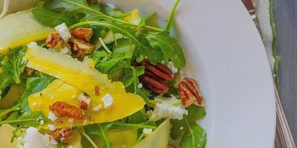 Shaved Yellow Squash With Arugula, Goat Cheese And Pecans