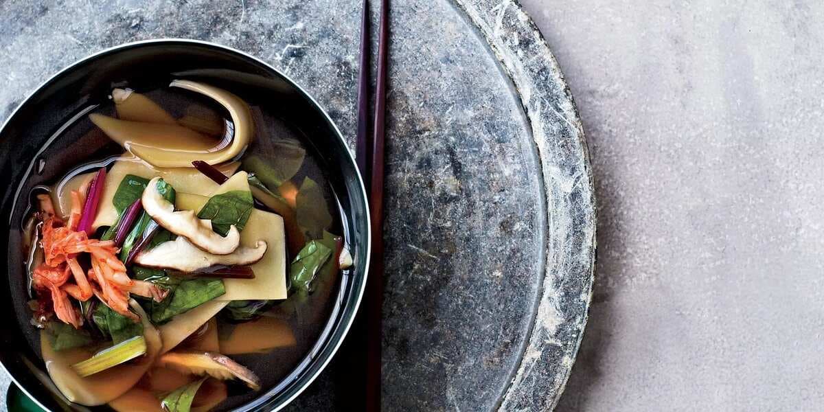 Shiitake-And-Swiss-Chard Soup With Hand-Cut Noodles