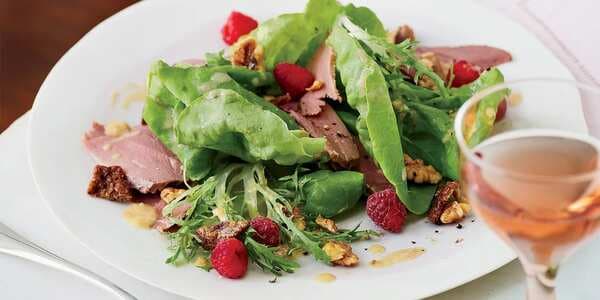 Smoked-Duck Salad With Walnuts And Raspberries