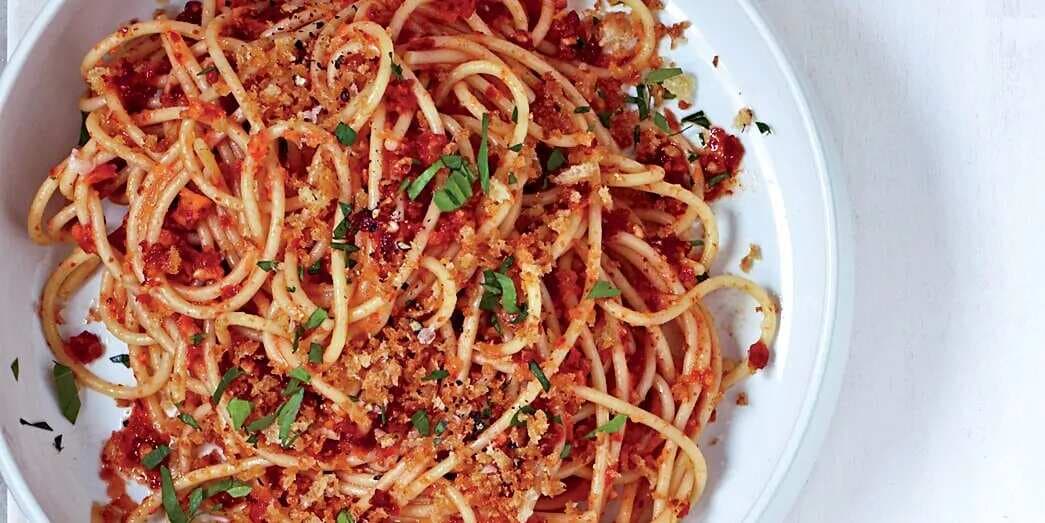 Spaghetti With Sun-Dried-Tomato-Almond Pesto