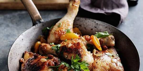 Spiced Chicken Legs With Apricots And Raisins